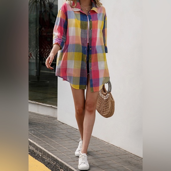 Bright Plaid Button Shirt - Picture 2 of 4